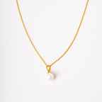 harma gold plated Single Pearl Drop Necklace