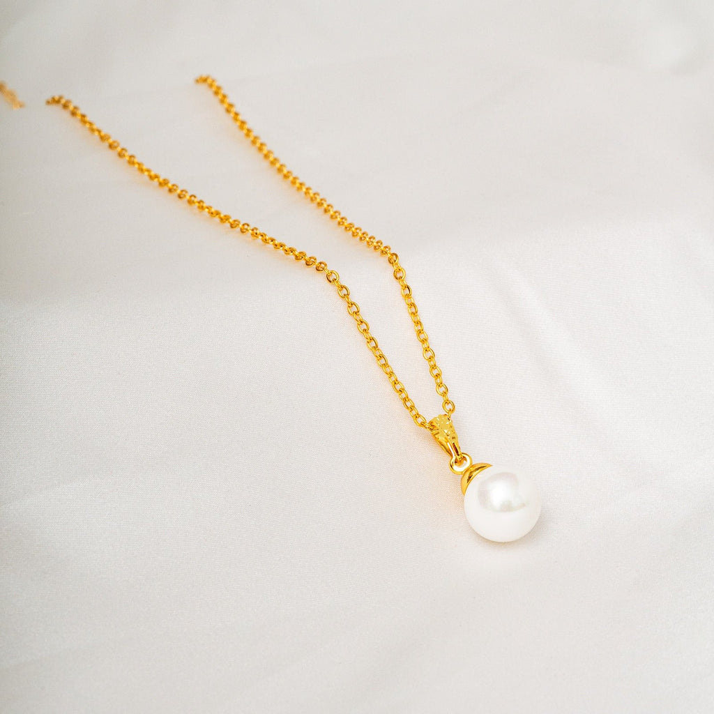 Harma Jewelry Harma Essential Single Drop  Pearl Necklace - new beginnings pearl 18K gold plated necklace for women