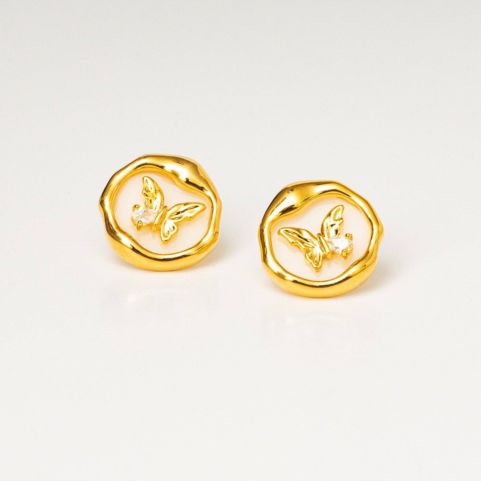 Harma Jewelry Ethereal Flutter Butterfly Stud Earrings - fall cozy elegance 18K gold plated earrings for women