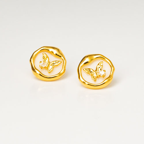 Harma Jewelry Ethereal Flutter Butterfly Stud Earrings - fall cozy elegance 18K gold plated earrings for women