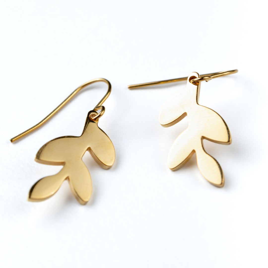 Harma Jewelry Harma Olive Branch of Hope Dangle Earrings - hope olive branch 24K gold plated earrings for women 