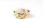 Harma Jewelry Diagonal Tetris Block Adjustable Ring - new beginnings pearl 18K gold plated rings for women