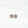 Harma Jewelry Little Bloom PINK Zirconia Stud Earrings - self-care pink 18K gold plated earrings for women