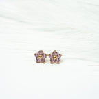 Harma Jewelry Little Bloom PINK Zirconia Stud Earrings - self-care pink 18K gold plated earrings for women