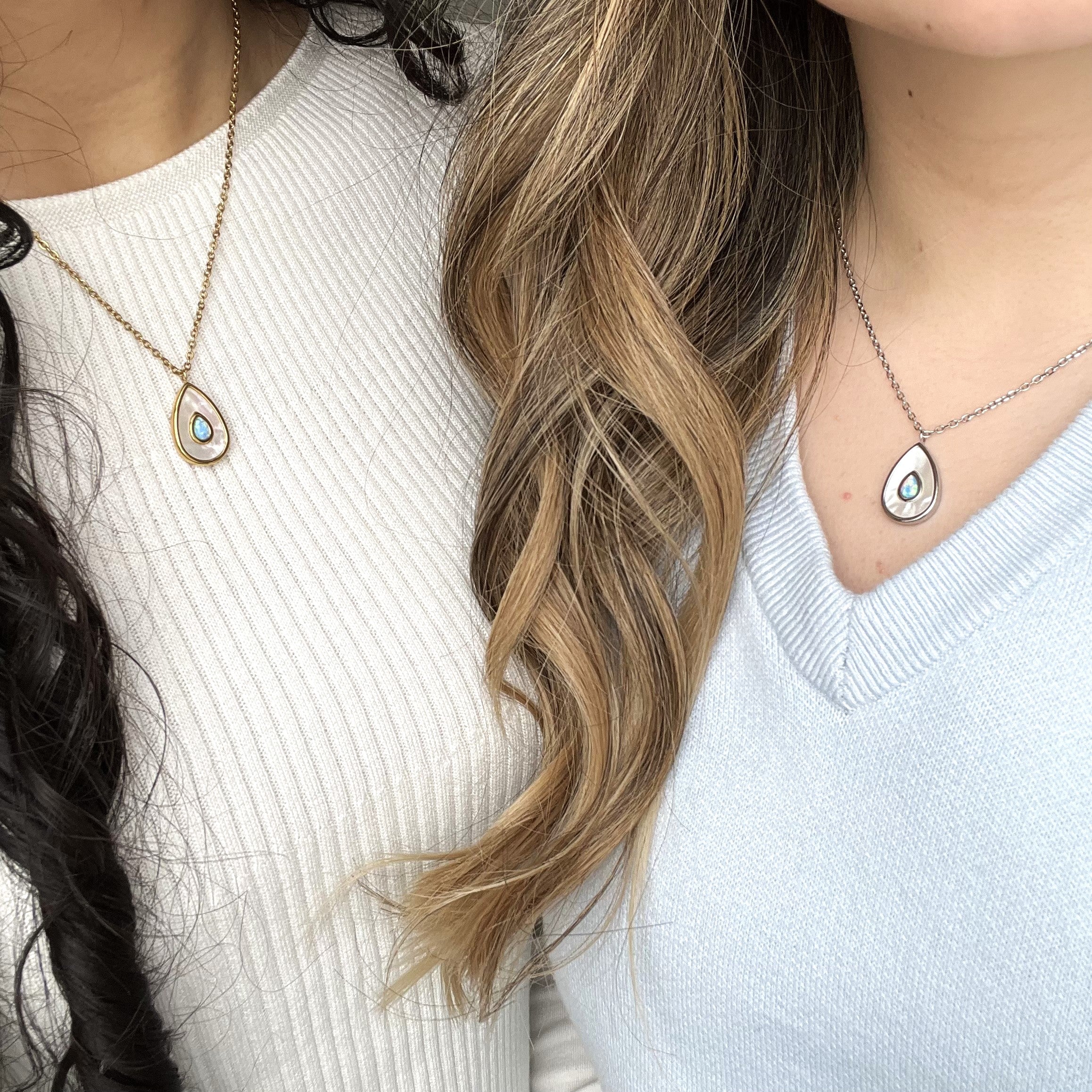 Harma Jewelry Pure Seashell Droplet Necklace - charity teardrop 18K gold plated necklace for women