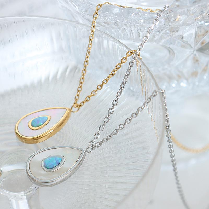 harma jewelry 18k gold plated Pure Seashell tear drop Droplet Necklace