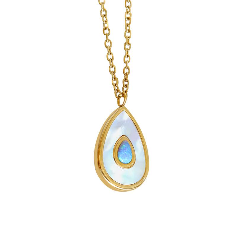harma jewelry 18k gold plated Pure Seashell tear drop Droplet Necklace