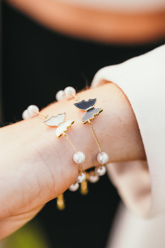 Harma Jewelry Gold plated Enchanted Butterfly Pearl Bracelet