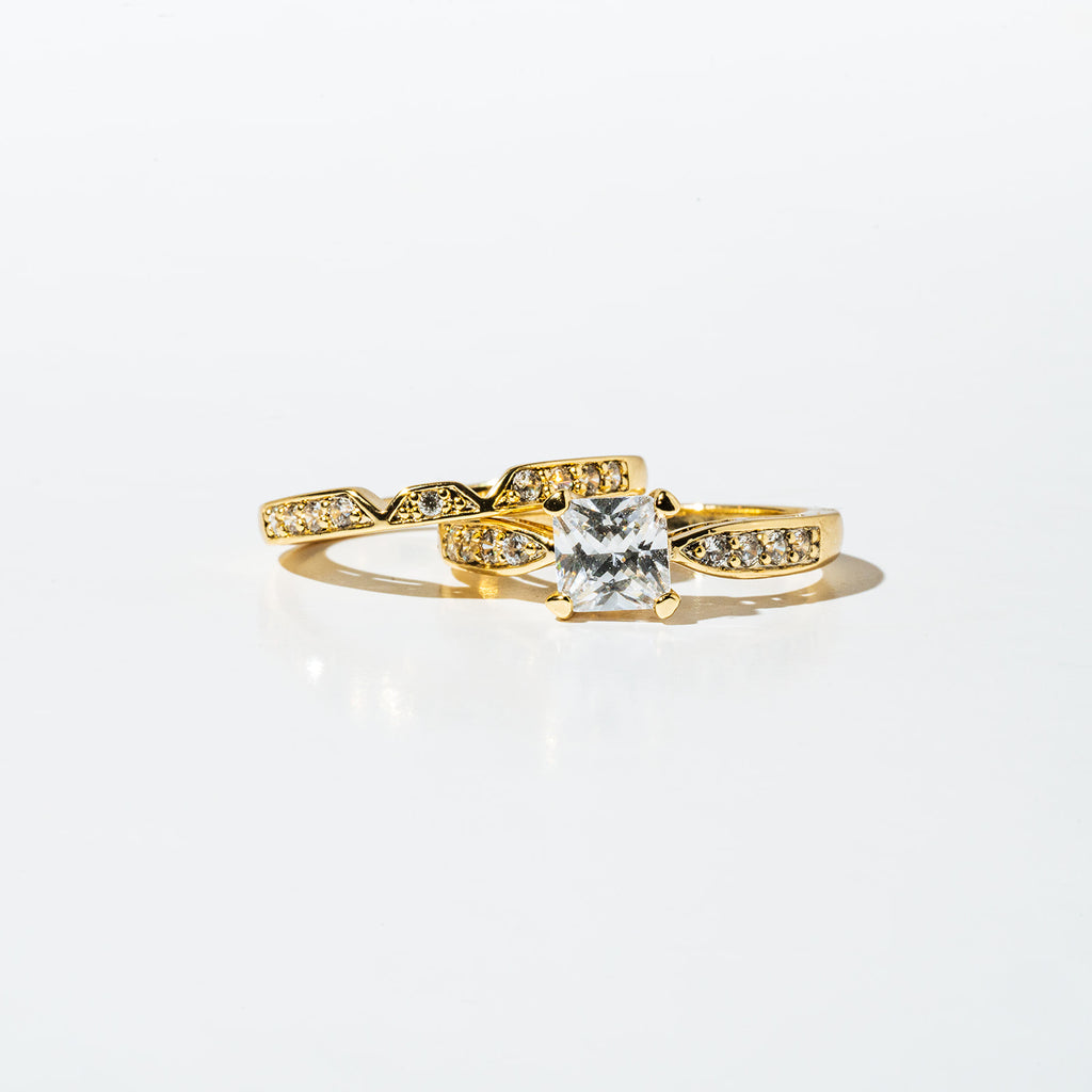 Harma Jewelry Golden Grace Princess cut Ring Set