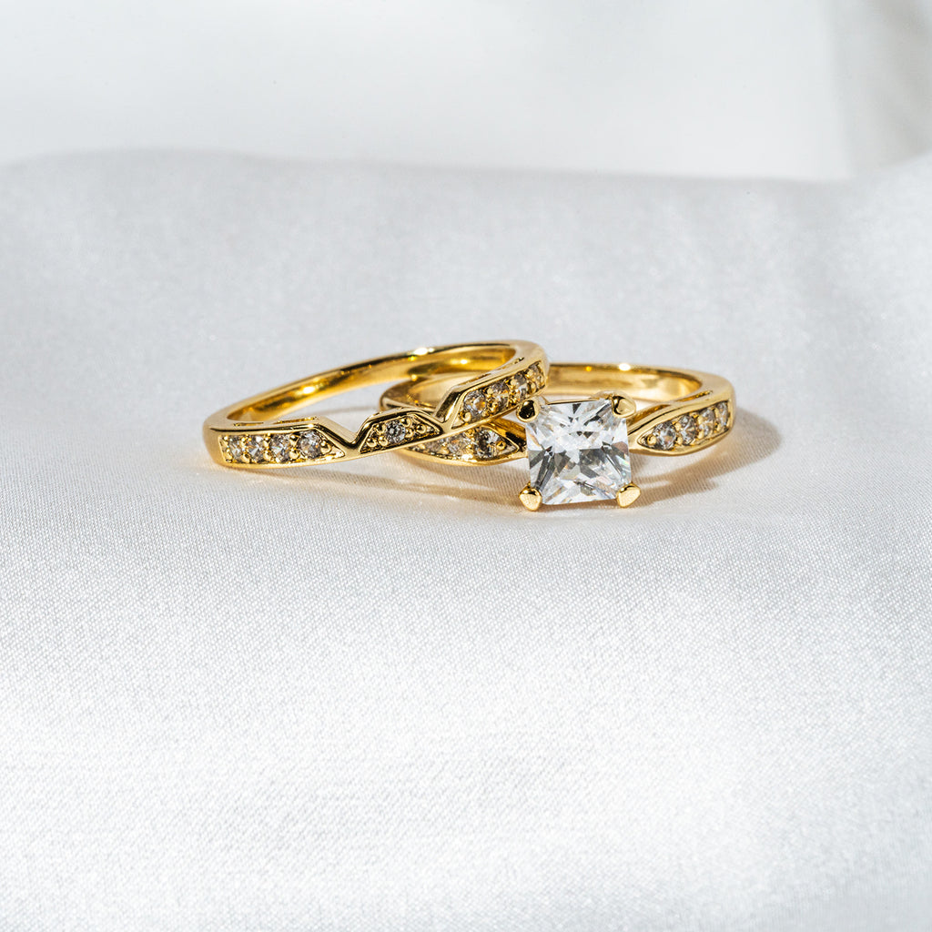 Harma Jewelry Golden Grace Princess cut Ring Set