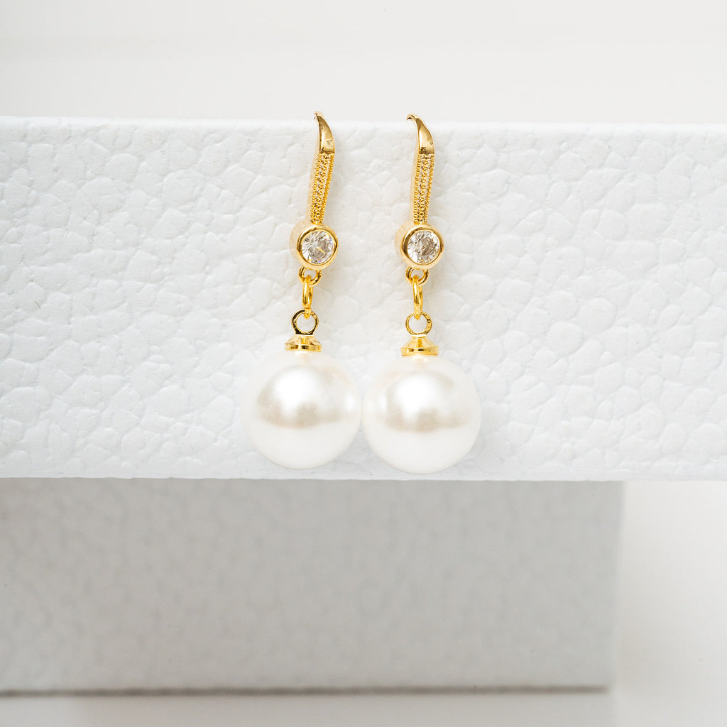 Harma Jewelry Pearl Drop Fish Hook Earrings - new beginnings pearl 18K gold plated earrings for women