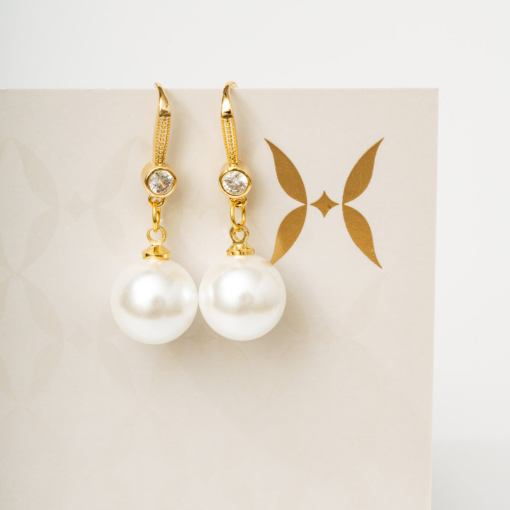 harma gold played Pearl Drop Fish Hook Earrings