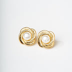 Harma Jewelry Harvest Moon Pearl Stud Earrings - faith-inspired 18K gold plated earrings for women