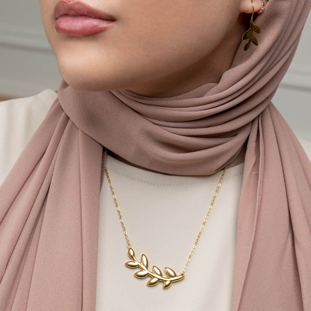 Harma Jewelry Harma Olive Branch of Hope Necklace - hope olive branch 18K gold plated necklace for women