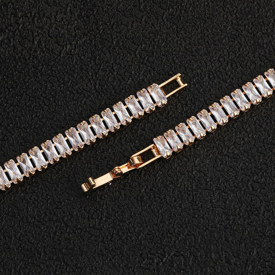 18k gold plated tennis bracelet harma jewelry baguette cut stones. Harma Jewelry Vogue Dazzling Baguette Tennis Bracelet Zirconia Gold Plated 18k. 