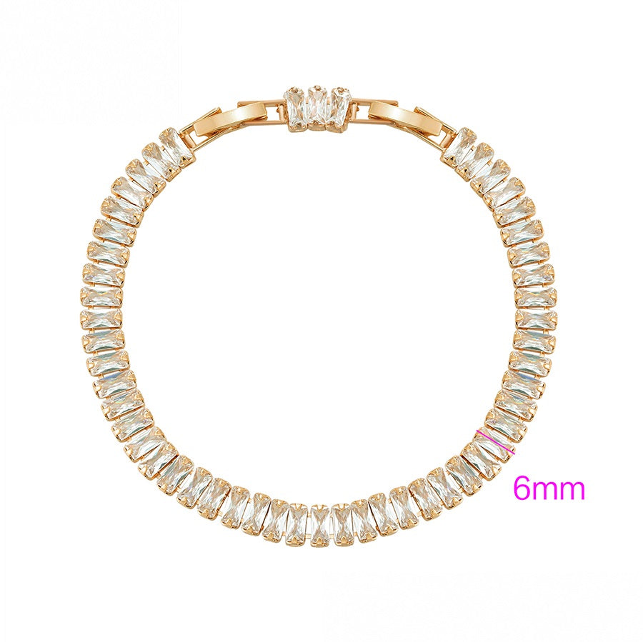 18k gold plated tennis bracelet harma jewelry baguette cut stones. Harma Jewelry Vogue Dazzling Baguette Tennis Bracelet Zirconia Gold Plated 18k Measurements 