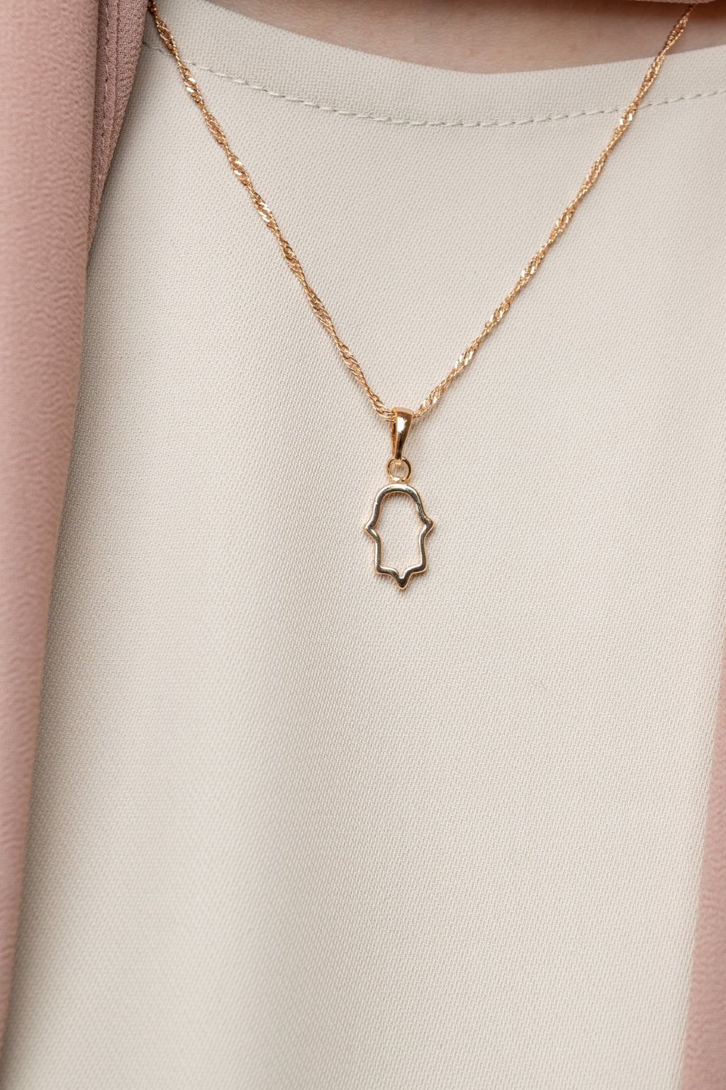 Harma Jewelry Minimalist Hand of Fatima Necklace - faith-inspired 18K gold plated necklace for women