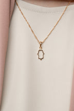 Harma Jewelry Minimalist Hand of Fatima Necklace - faith-inspired 18K gold plated necklace for women