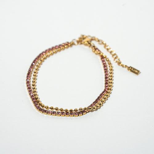 Harma Jewelry Dual Radiance PINK Tennis Bracelet - self-care pink 18K gold plated bracelet for women
