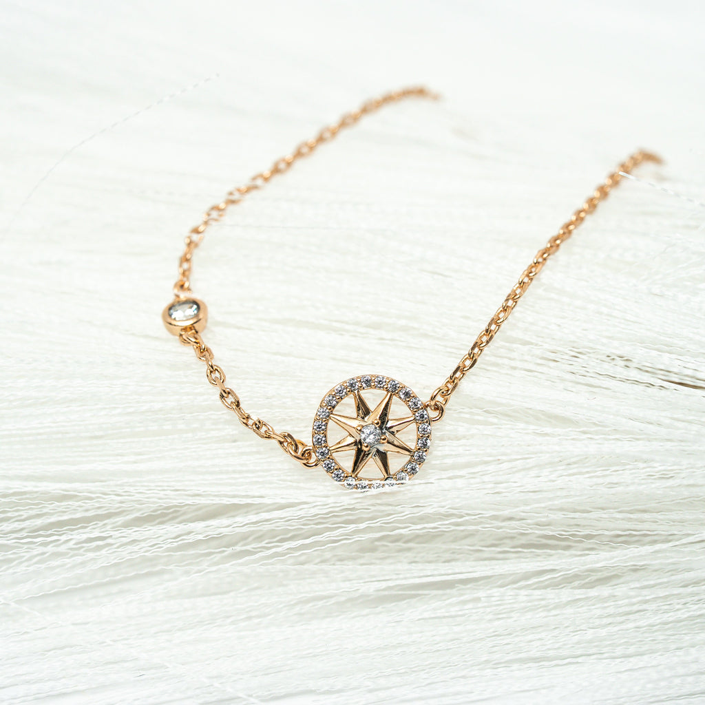 Harma Jewelry Find Your Way Compass Bracelet - everyday minimalist 18K gold plated bracelet for women