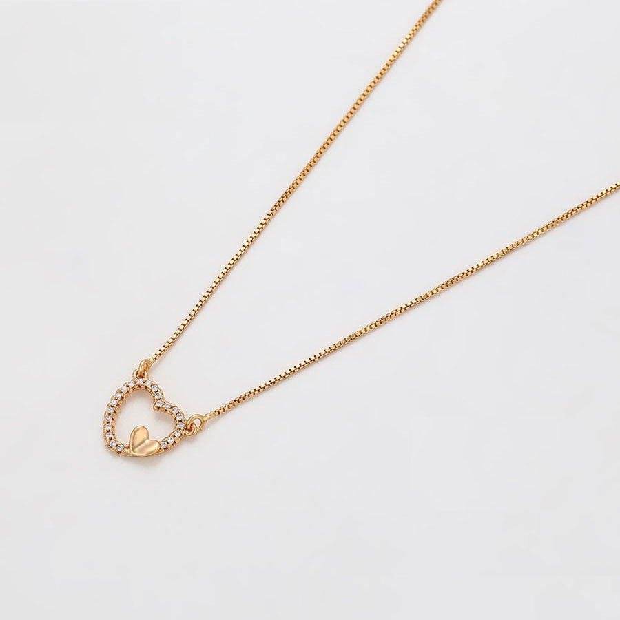 Harma Jewelry Nurture Heart in Heart Necklace - everyday minimalist 18K gold plated necklace for women