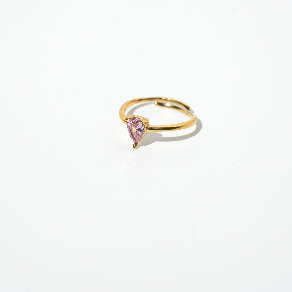 Gentle Glow PINK Zirconia Droplet Ring - HARMA