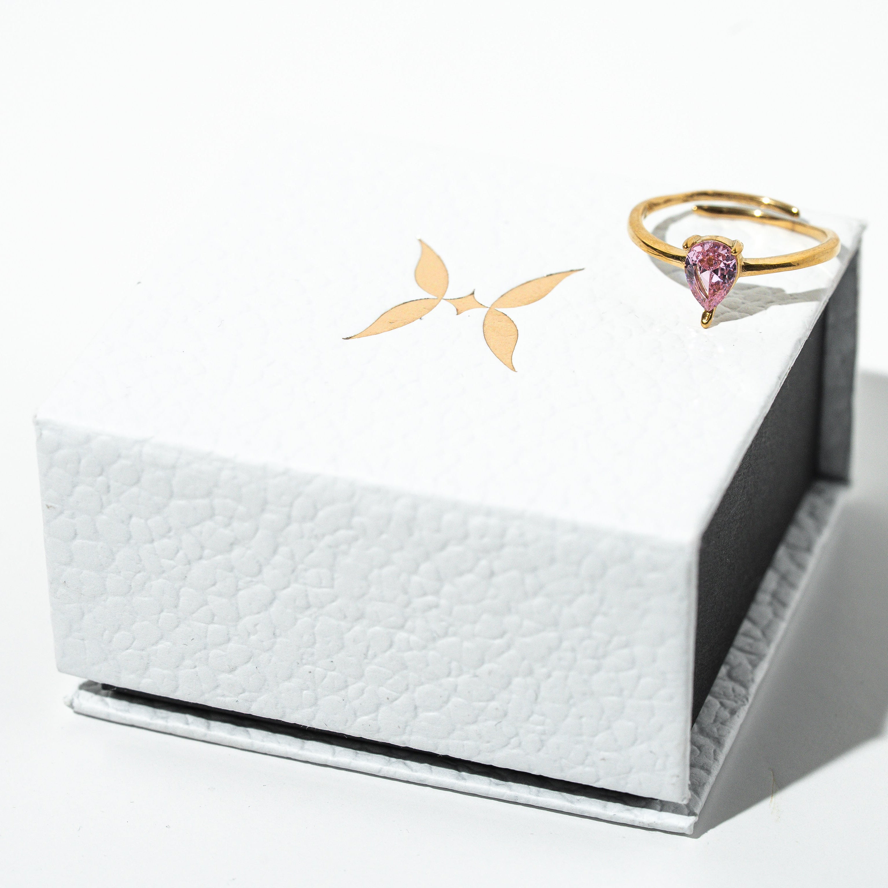 Gentle Glow PINK Zirconia Droplet Ring - HARMA