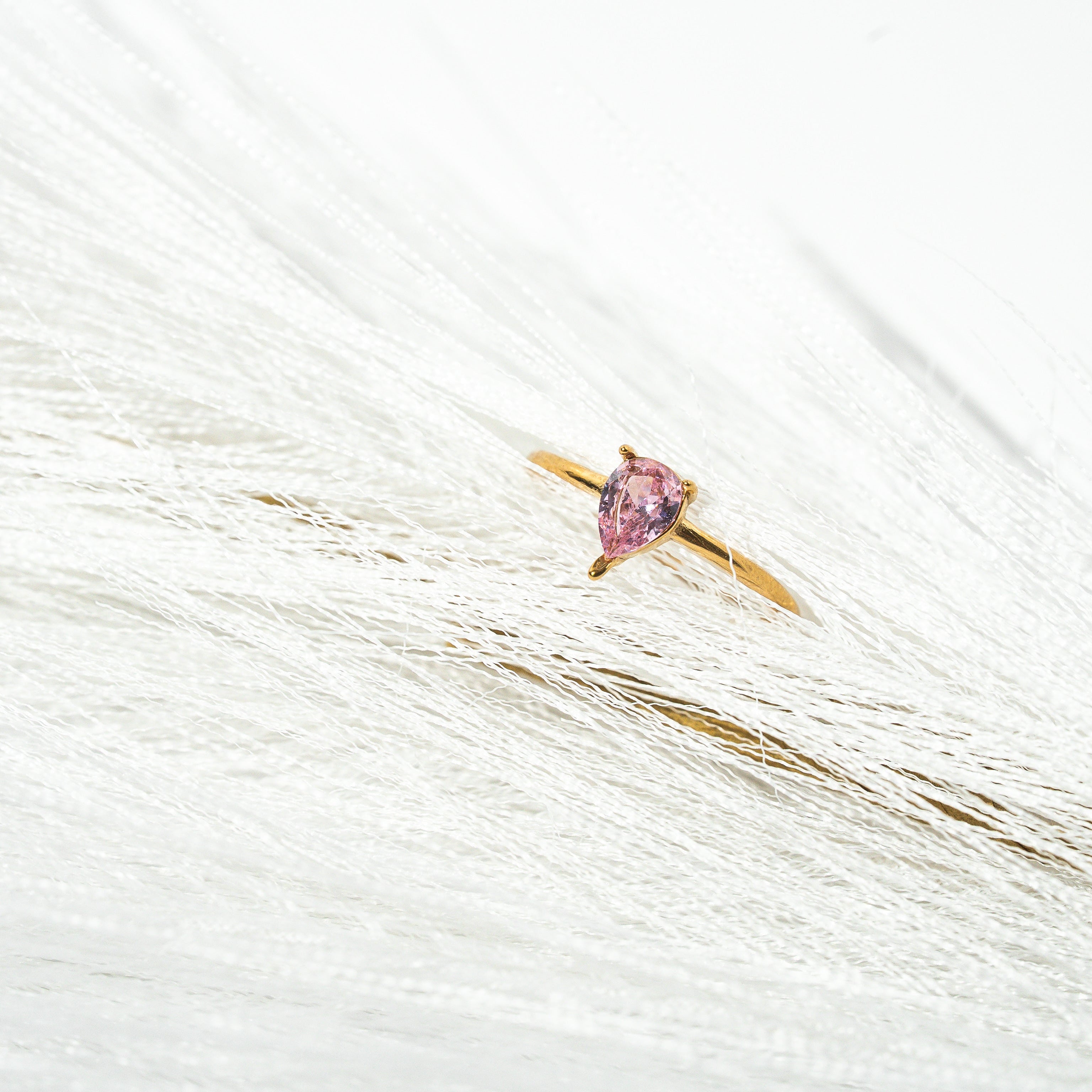 Gentle Glow PINK Zirconia Droplet Ring - HARMA