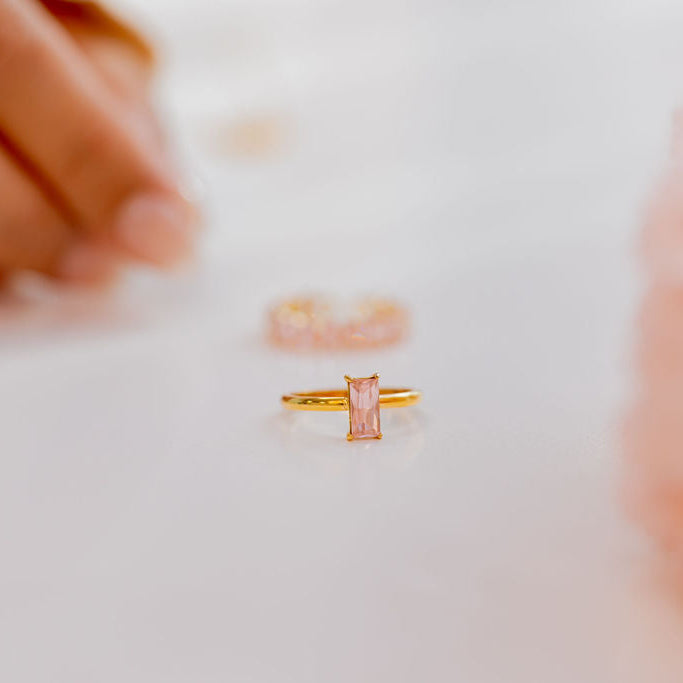 Quiet Strength Emerald Cut PINK Ring - HARMA