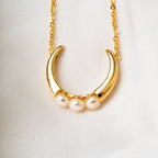 Harma jewelry gold plated Humble Pearl Crescent Necklace