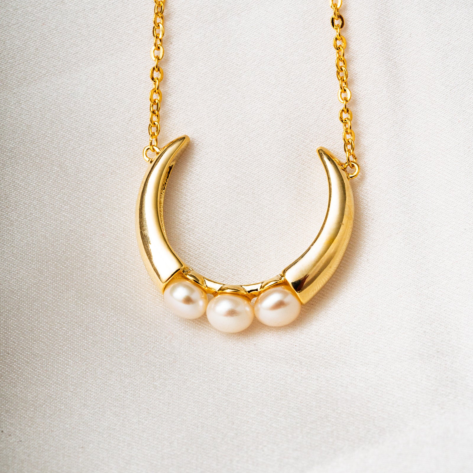 Harma jewelry gold plated Humble Pearl Crescent Necklace
