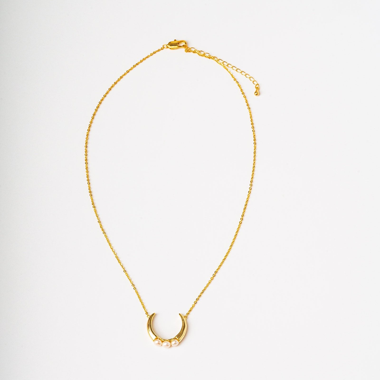 Harma jewelry gold plated Humble Pearl Crescent Necklace