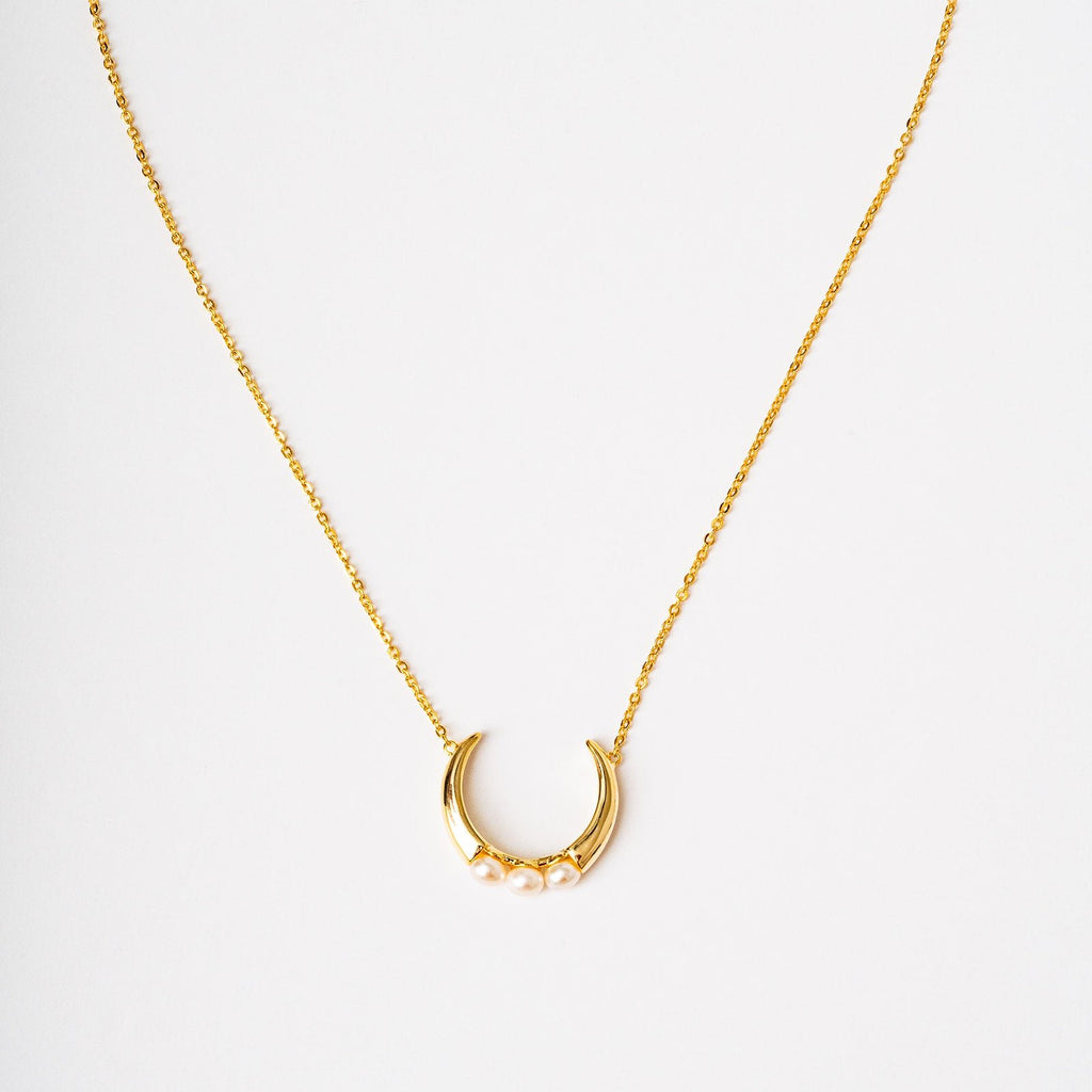 Harma jewelry gold plated Humble Pearl Crescent Necklace