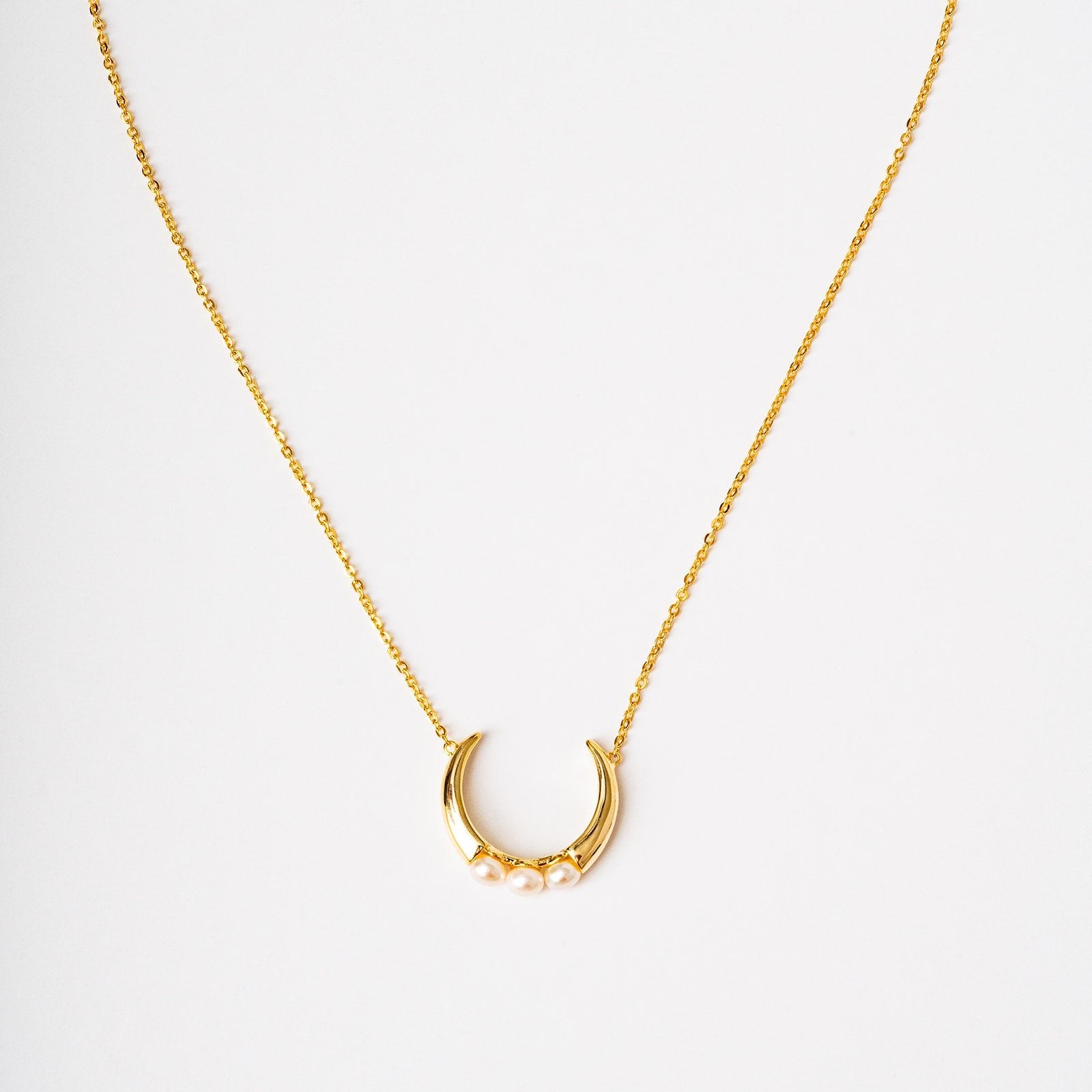 Harma jewelry gold plated Humble Pearl Crescent Necklace