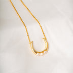 Harma jewelry gold plated Humble Pearl Crescent Necklace