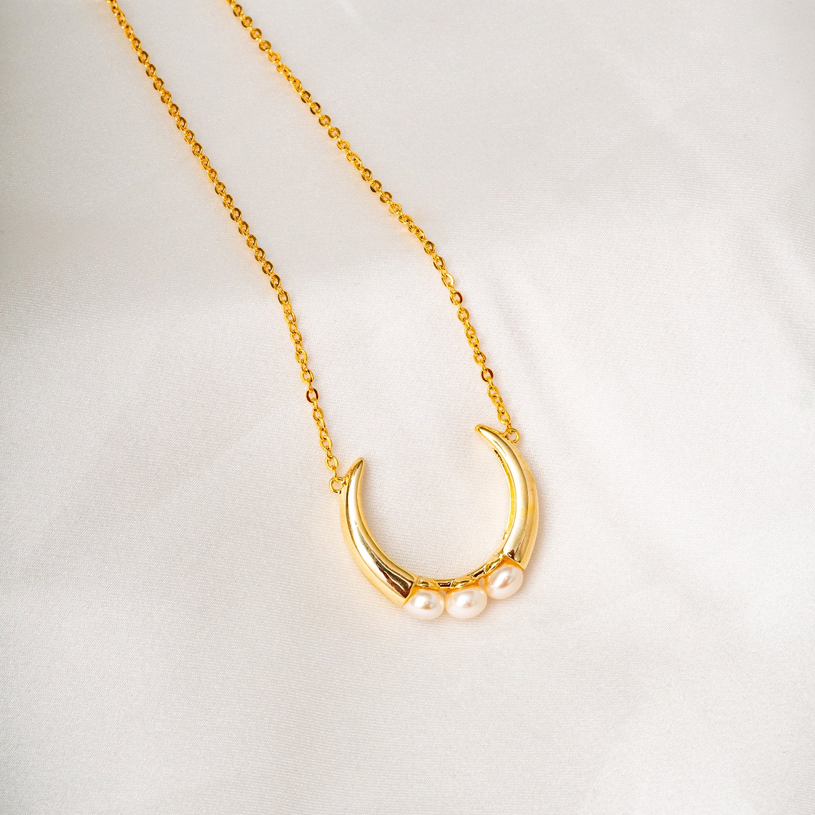 Harma jewelry gold plated Humble Pearl Crescent Necklace