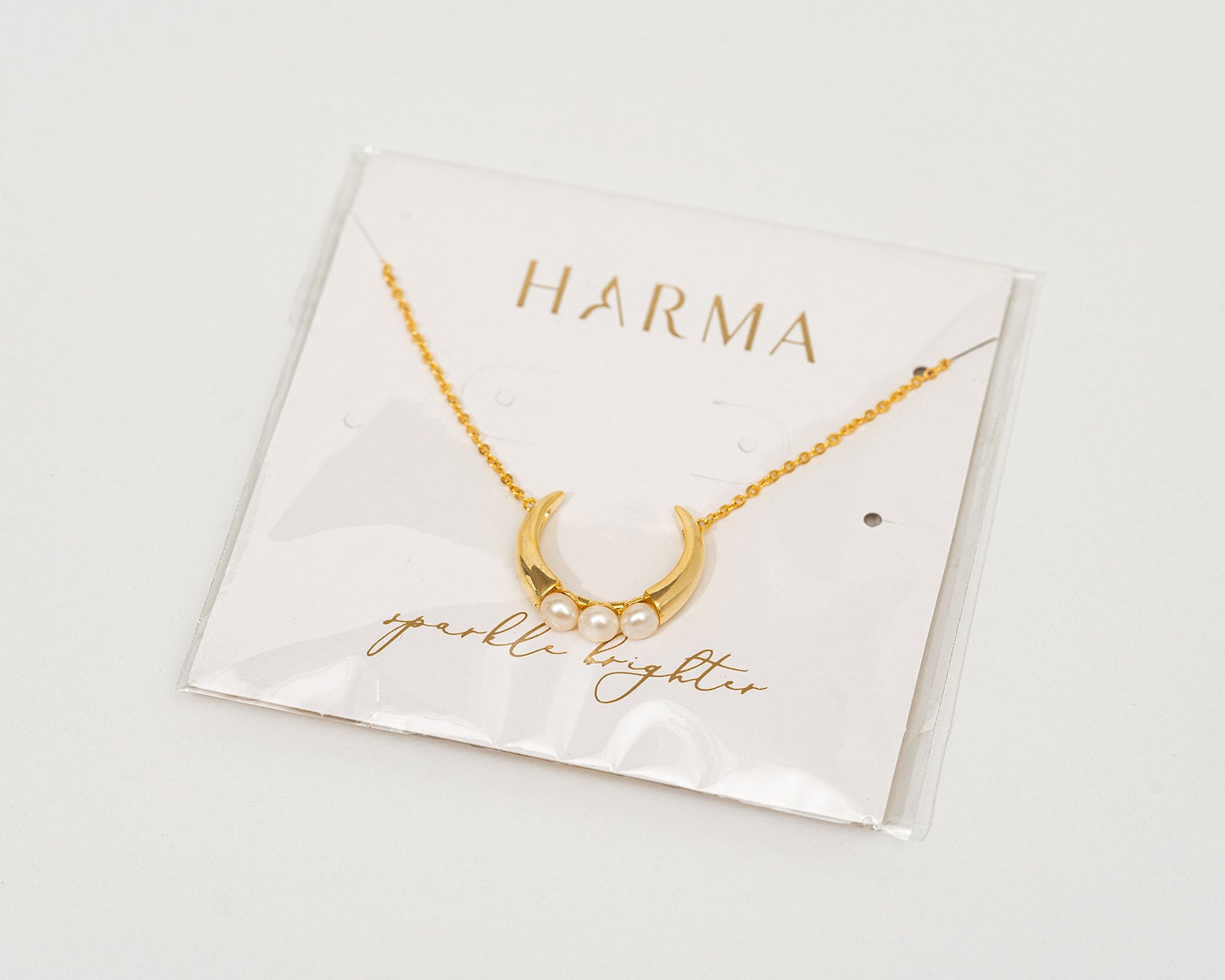 Harma jewelry gold plated Humble Pearl Crescent Necklace