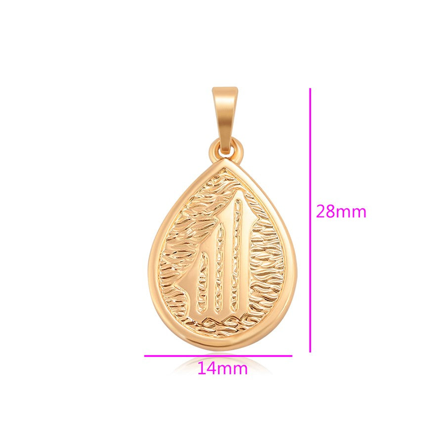 Harma Jewelry 18k gold plated Gracious God Gold Teardrop Necklace. Harma jewelry Allah 18k Gold Plated Teardrop Necklace Measurements
