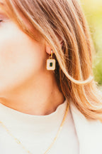 Harma jewelry Gold Plated Frosted Mother of pearl Emerald Earrings