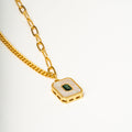 Harma Jewelry Frosted Mother of pearl Emerald Necklace - faith-inspired 18K gold plated necklace for women