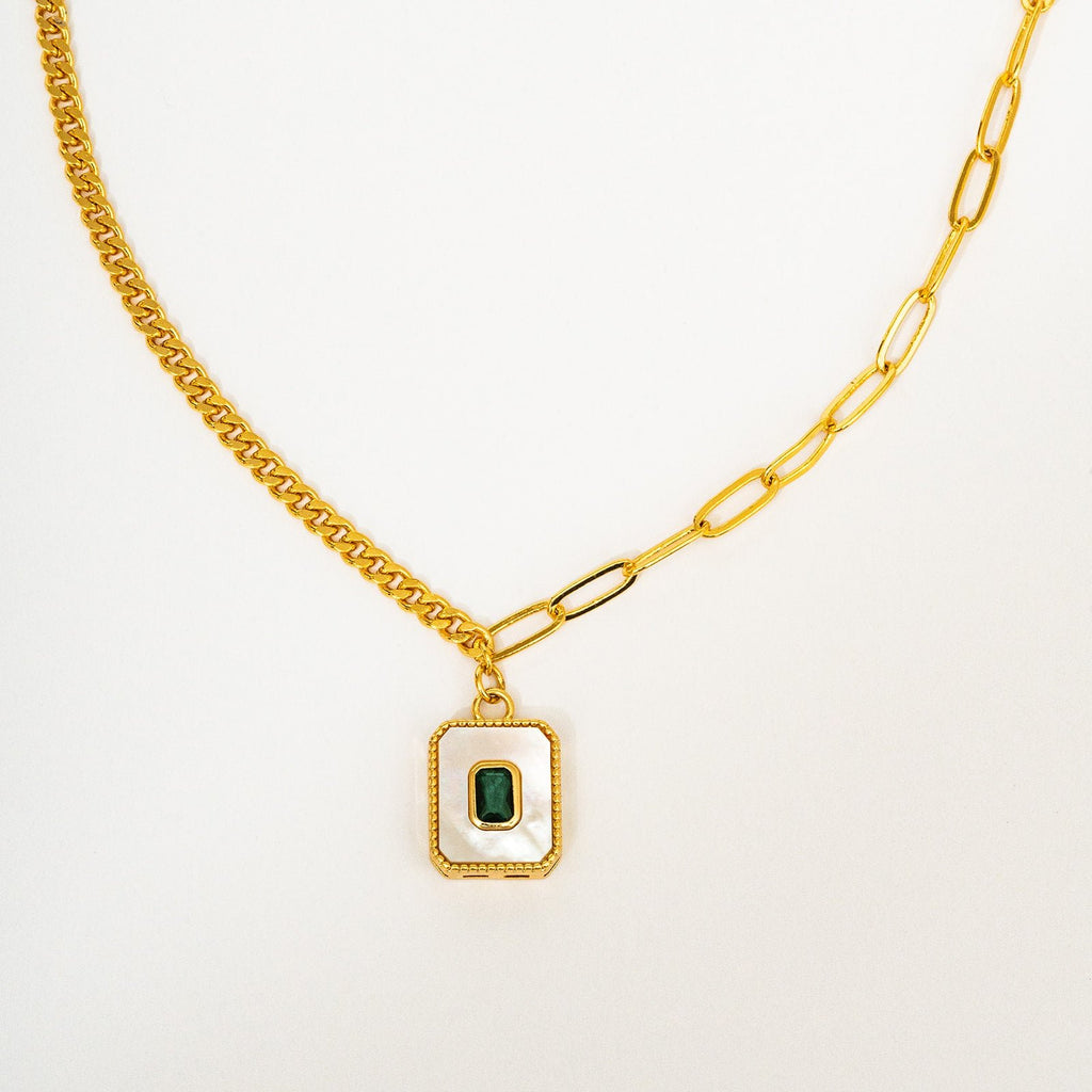 Harma jewelry Frosted Mother of pearl Emerald Necklace