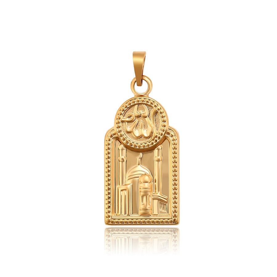 Harma Jewelry Holy Mosque gold tone Allah Necklace. Harma jewelry divine Holy Mosque Allah Necklace Gold Plated 18k.