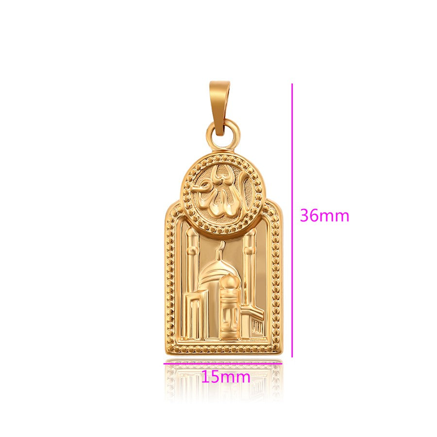 Harma Jewelry Holy Mosque gold tone Allah Necklace. Harma jewelry divine Holy Mosque Allah Necklace Gold Plated 18k. 