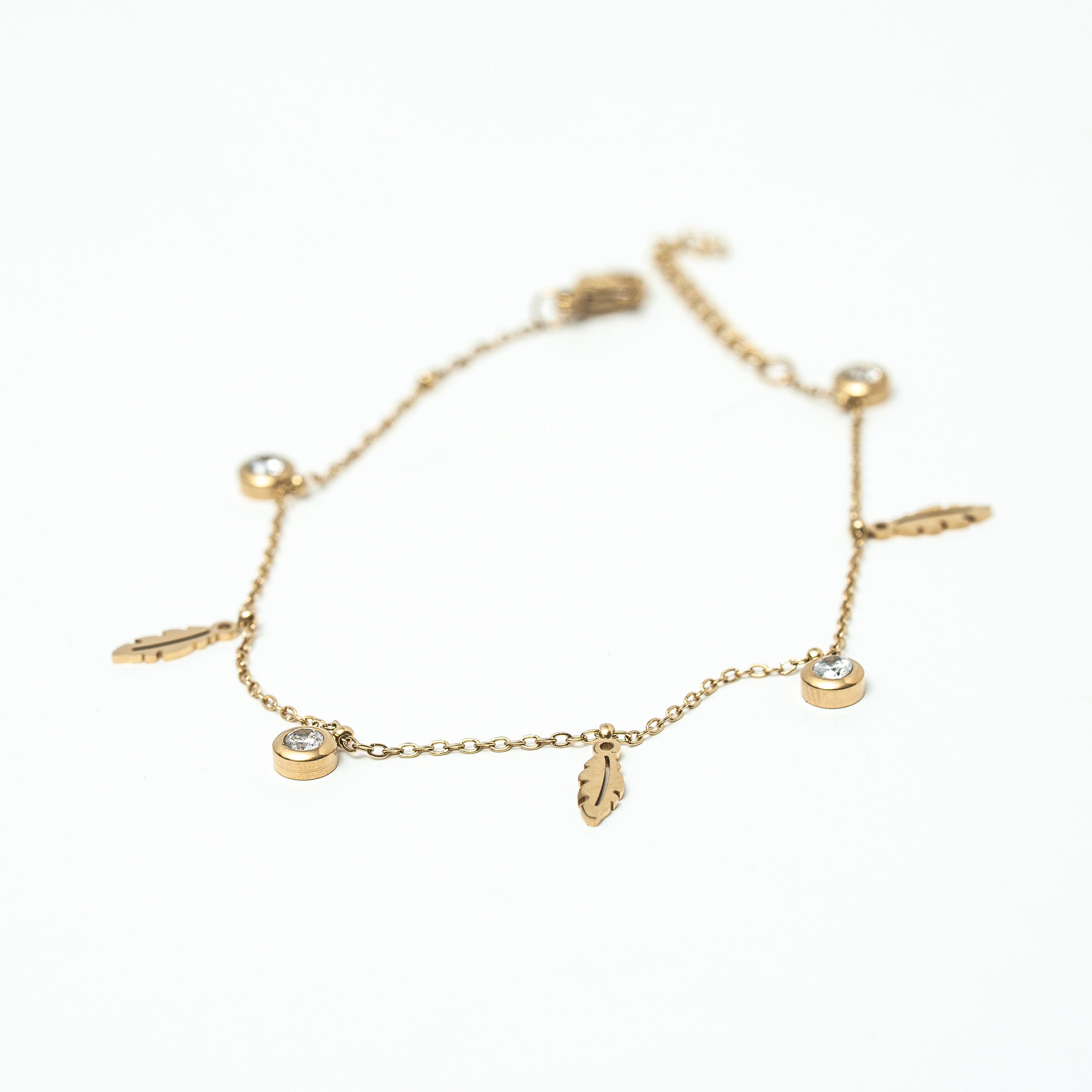 Harma Jewelry I Am Light Feather Bracelet - everyday minimalist 18K gold plated bracelet for women