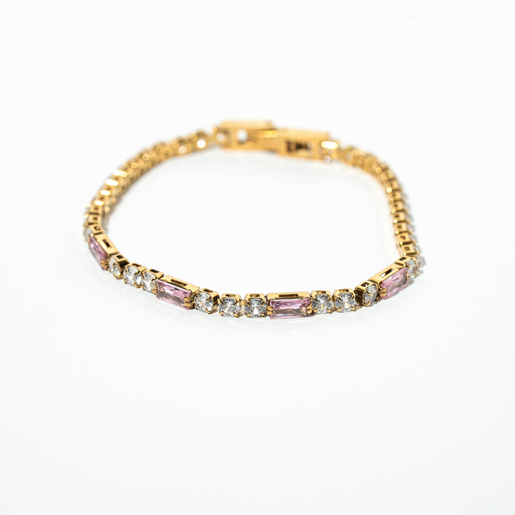 Harma Jewelry Moments of PINK Tennis Bracelet - self-care pink 18K gold plated bracelet for women