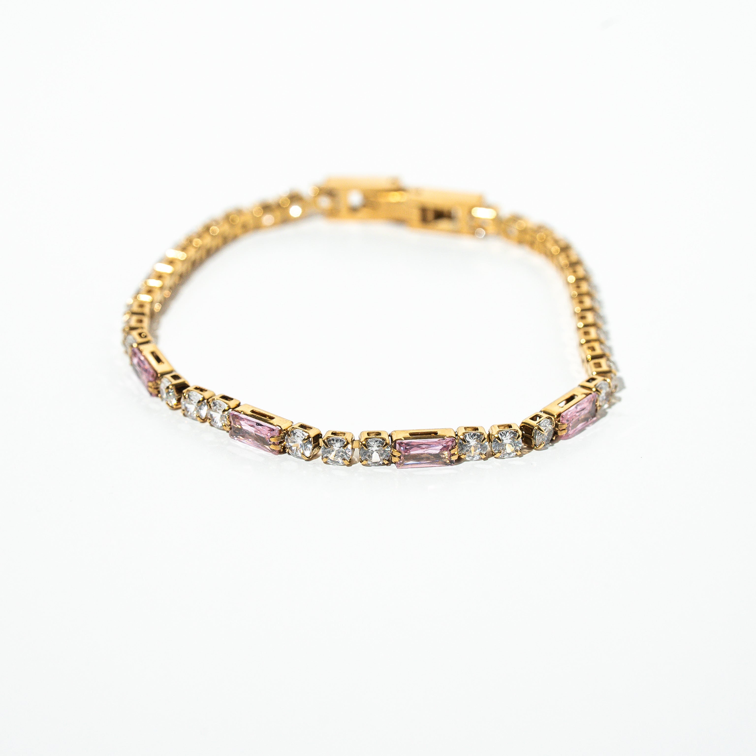 Harma Jewelry Moments of PINK Tennis Bracelet - self-care pink 18K gold plated bracelet for women