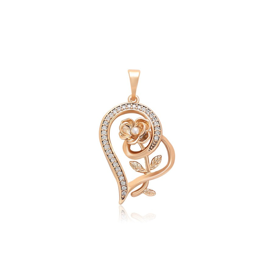 Harma Jewelry 18k gold plated Enchanted Heart and Rose Necklace