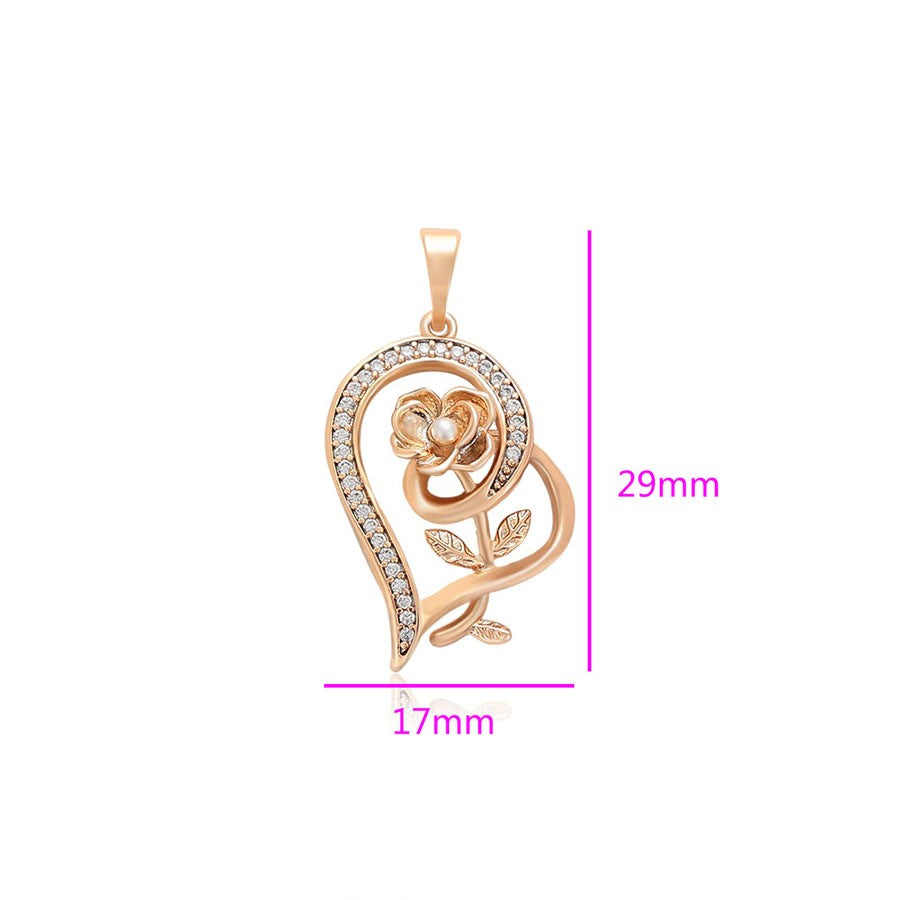 Harma Jewelry 18k gold plated Enchanted Heart and Rose Necklace