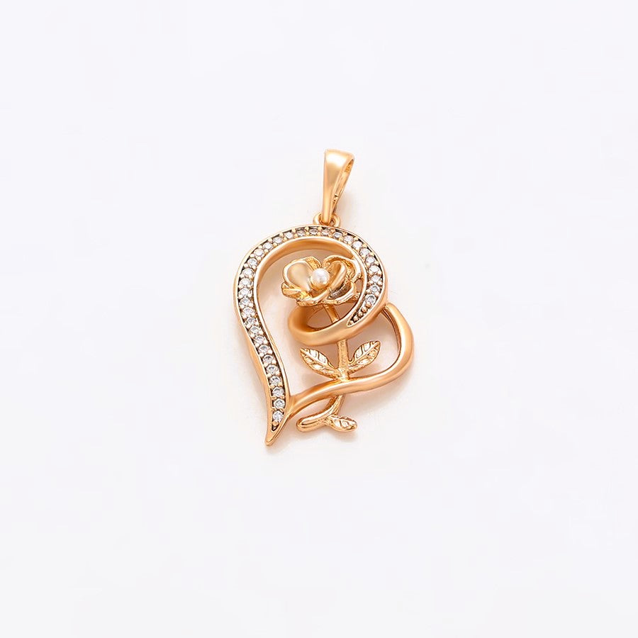 Harma Jewelry Enchanted Heart and Rose Necklace - everyday minimalist 18K gold plated necklace for women