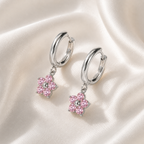 Harma Girls Little Bloom Zirconia Silver 10mm Hoop Earrings